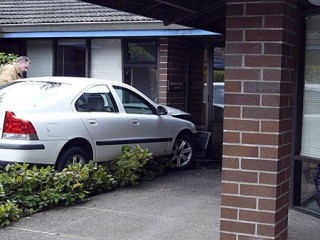 A 66-year-old Bremerton woman accidentally drove her car into the North Kitsap Medical Center in Poulsbo on Monday.