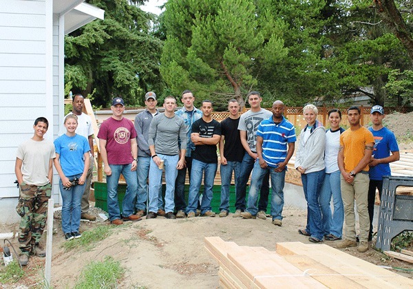 Marines and sailors helped build a house for Kitsap Habitat for Humanity recently.