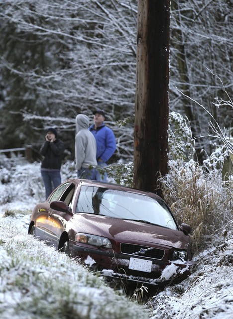 The first snow of the year finally swept across North Kitsap late Sunday