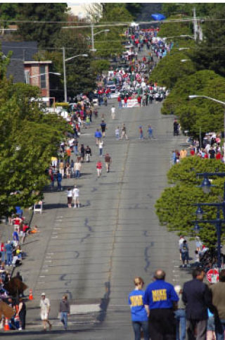 (Left) The streets of downtown Bremerton were filled with spectators for the parade Saturday