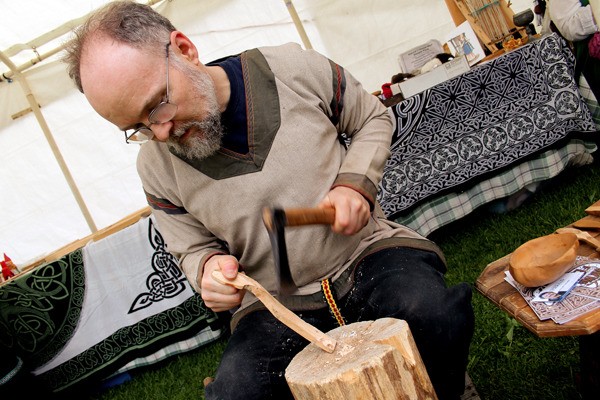 Thorbjorn works on a traditional Norwegian wooden spoon