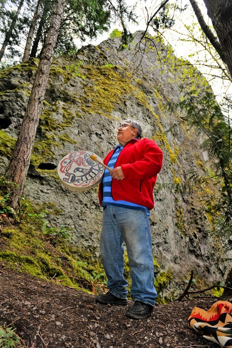 Tamanowas Rock towers above Gene Jones