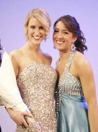 Miss Kitsap 2008 Samantha Przybylek (left) and Miss Poulsbo 2008 Amy Stadshaug competed at the Miss Washington pageant in Tacoma.