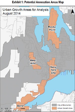 Potential annexation areas.