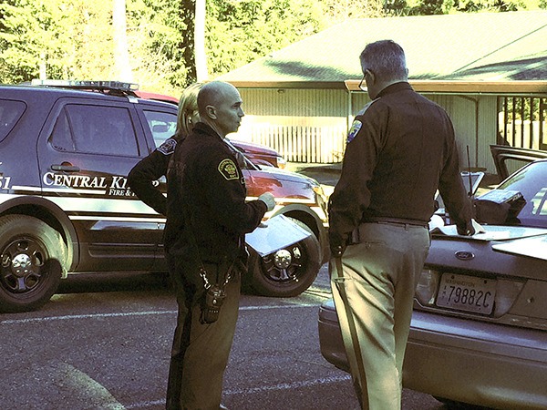 Public safety officials discuss the search for a small plane that reportedly crashed in Hood Canal near Seabeck