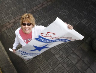 Lynette George is a driving force behind the Kitsap Blue Star Banner program in the county. Banners are placed along roads to honor both serving and fallen soldiers.