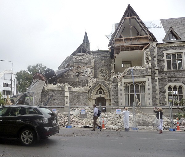 Julianne Haag of Keyport took this photograph of Christchurch Cathedral after the 6.3 earthquake Feb. 21. She was in the New Zealand city on a stopover from Antarctica. She is expected to return to Seattle Feb. 25.