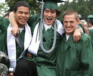 Klahowya Secondary School seniors rejoice after graduation June 13 at the Pavilion at the Kitsap County Fairgrounds.