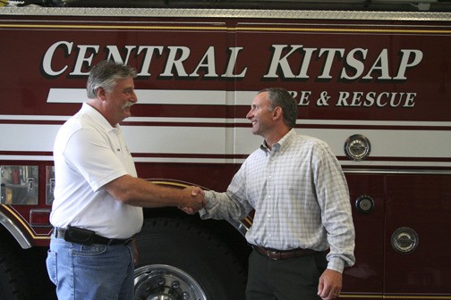 New Kitsap County Fire Chief Scott Weninger (right) replaces retiring KCFR Chief Roy Lusk on August 1.