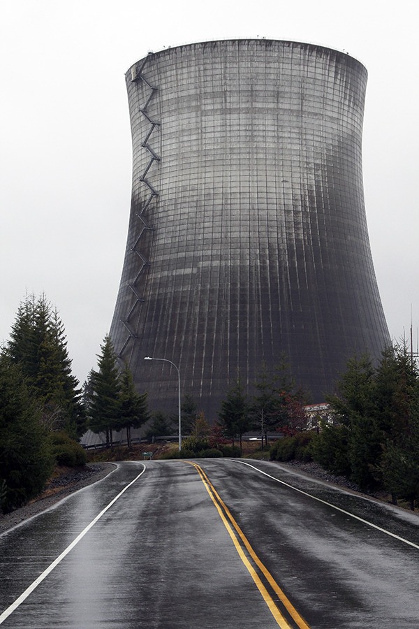 This is one of two unused cooling towers at Satsop Nuclear Power Plant