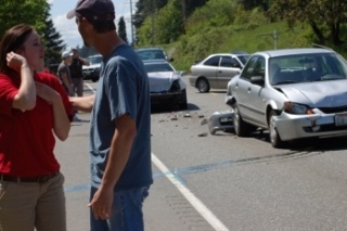 A male driver involved in a 3-car motor vehicle collision around 11:50 a.m. on Silverdale Way