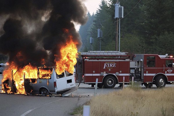 Two Gig Harbor men were captured Sunday morning by Port Orchard Police after they led a chase through Port Orchard with a van holding fishing gear worth thousands of dollars.