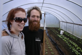 Sara and Jared from Hand Sewn Home Grown Heritage Farm in Poulsbo.