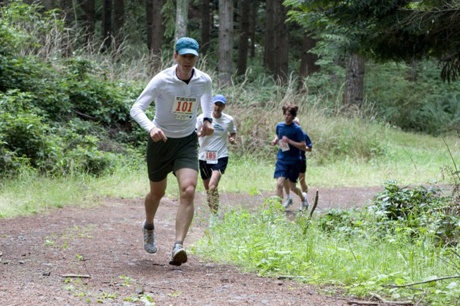 Runners of all ages out on the Port Gamble trails.