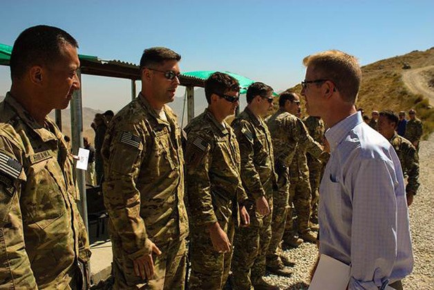 U.S. Rep. Derek Kilmer meets with soldiers during a three day congressional delegation trip to Afghanistan last week.