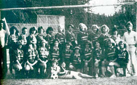 The 1981 North Kitsap High School girls soccer team posses for a picture taken by Kitsap County Herald staff.