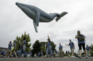 Harrison Medical Center staff show their community spirit in the Dandy Lions Parade during Whaling Days July 26 in Silverdale.