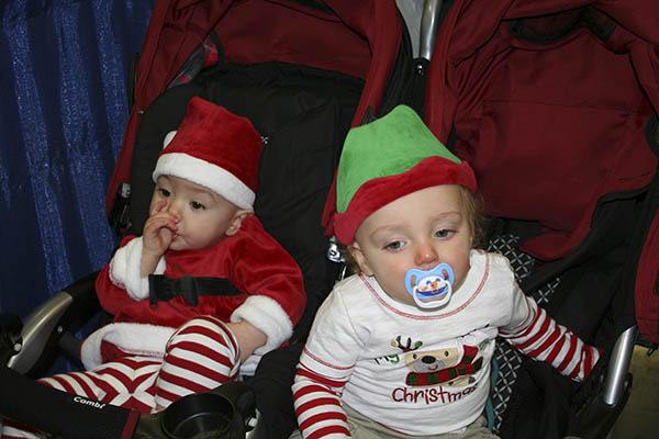 A pair of 1 year olds came dressed for the holiday event.