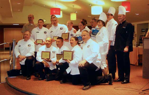 Winners and judges pose after the 2015 Military Culinary Arts Cook Off.