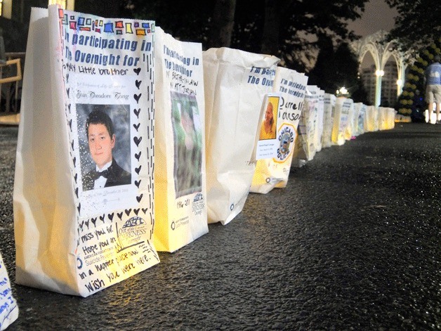 A luminaria honors Evan Tong