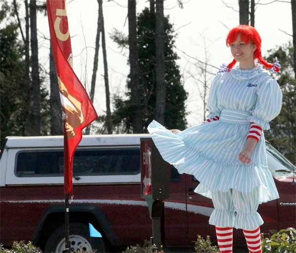 Kelcee Chorba stood outside Wendy's Poulsbo location Monday during the restaurants grand opening. Chorba