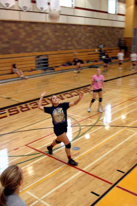 Kingston varsity captain Sarah McMullen prepares to return the volleyball during practice Sept. 7.