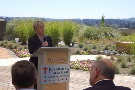 U.S. Sen. Patty Murray (D-WA) discusses health care reform and the importance of a quality workforce during her speech at Harrison Medical Center in Bremerton Wednesday.