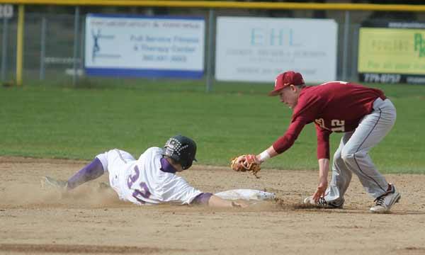 The Vikings held off the Buccaneers on their home field April 12 during the rivalry match between the two baseball teams. The Vikings won 5-2.