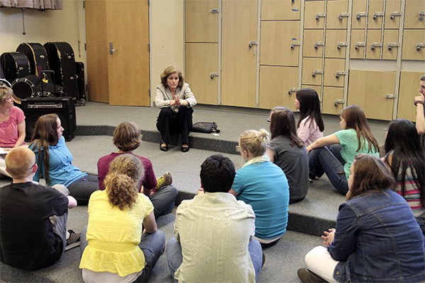 State Sen. Christine Rolfes met with a small group of students June 5 to discuss impending cuts to programs in the North Kitsap School District.