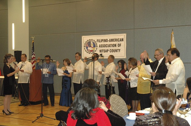 Swearing in of new officers by attorney Jennifer Forbes