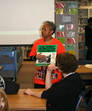 Cherry Rachal shares with Central Kitsap High School students her experience of returning to Washington