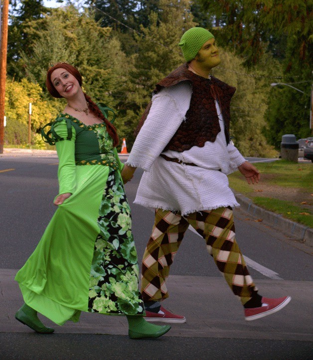 Justin Lynn stars as Shrek with Emily Kight as Princess Fiona in “Shrek the Musical” at Bainbridge Performing Arts.