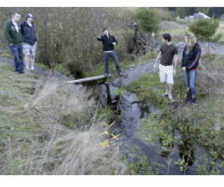 Olympic College’s Engineers Without Borders members (from left) Brandon Mousseau