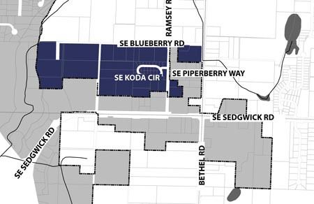 The blue-shaded parcel along SE Blueberry Road could be annexed into Port Orchard.