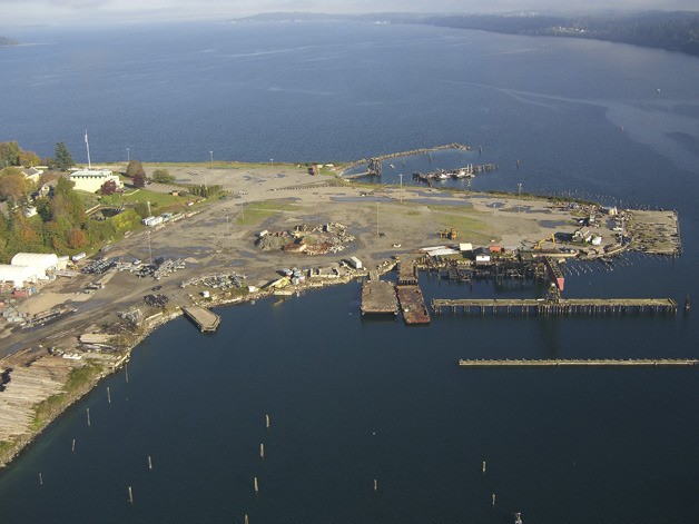 An aerial view of the former Port Gamble millsite. The Pope and Talbot mill operated for nearly 150 years.