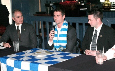 All-league defender Daniel Scott was introduced as the newest member of the Kitsap Pumas at a press conference Tuesday at Old Town Bistro in Silverdale.