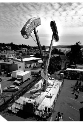 The Viking Fest carnival was split into two locations this year: Poulsbo’s Anderson Parkway and the King Olaf parking lot. The decision was the focal point of much heated conversation at Poulsbo City Council meetings.