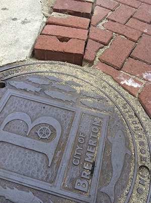 Many of the brick pavers in downtown Bremerton