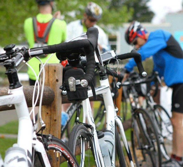 Cyclists take a break at last year’s LifeCycle