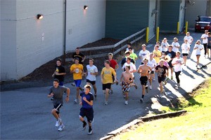 The North Kitsap cross country team trains behind the high school.