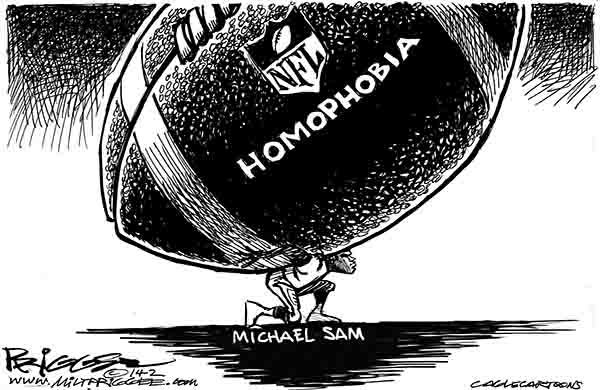 This week's cartoon addresses the acceptance of gays in the NFL.