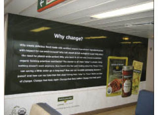 A Seeds of Change advertisement onboard a Bainbridge ferry.