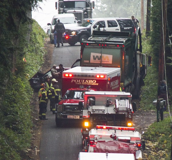 Fire and medic units from Poulsbo Fire and North Kitsap Fire & Rescue went to the scene of a collision on Sawdust Hill Road near Stottlemeyer Road