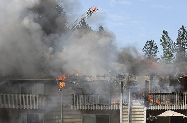 Building F of the Edgewood Villa Apartment complex caught fire June 22 after a cigarette butt was left in a cardboard box.