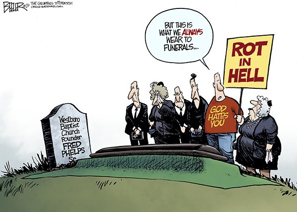 This week's cartoon addresses the death of Fred Phelps.