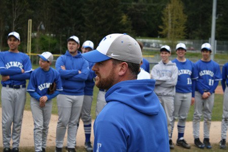 Nate Andrews holds baseball practice last week. The team clinched its fifth straight postseason spot and will face a Seamount League squad at sub-districts Friday