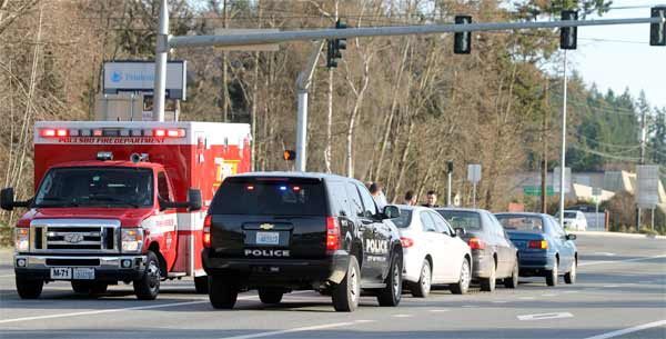 A three-car collision is currently blocking the left-turn lane and center lane on Highway 305 and Lincoln Road in Poulsbo.