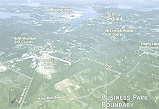 This aerial photo shows the boundaries of the South Kitsap Industrial Area.