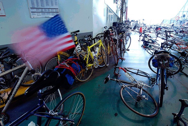 Bicycles line the Edmonds ferry en route to Kingston for the 2012 Kitsap Color Classic.