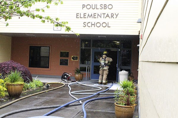 A fire in the Poulsbo Elementary School library May 22 forced the evacuation of the school — the second fire and evacuation in two days.